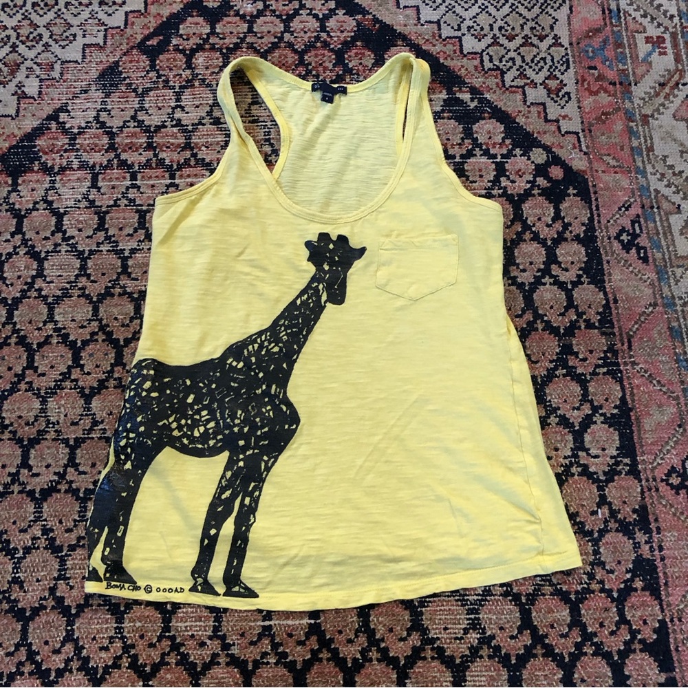 Gap Bright Yellow Giraffe Tank Sz S